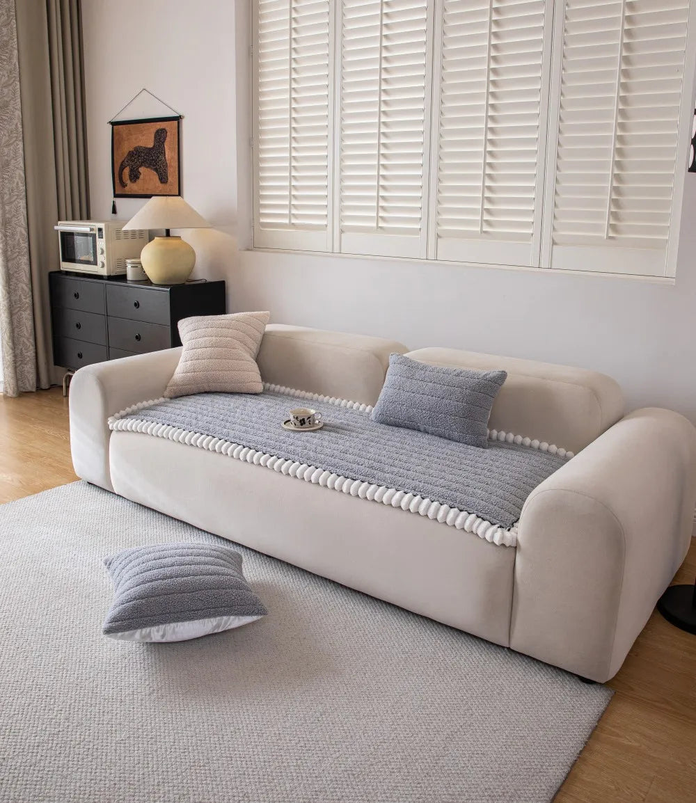 Solid Color Sofa Cushion Cover Non-Slip 2025 Autumn Wide Striped Sofa Protector Soft Anti-Skid Living Room Sofa Mats